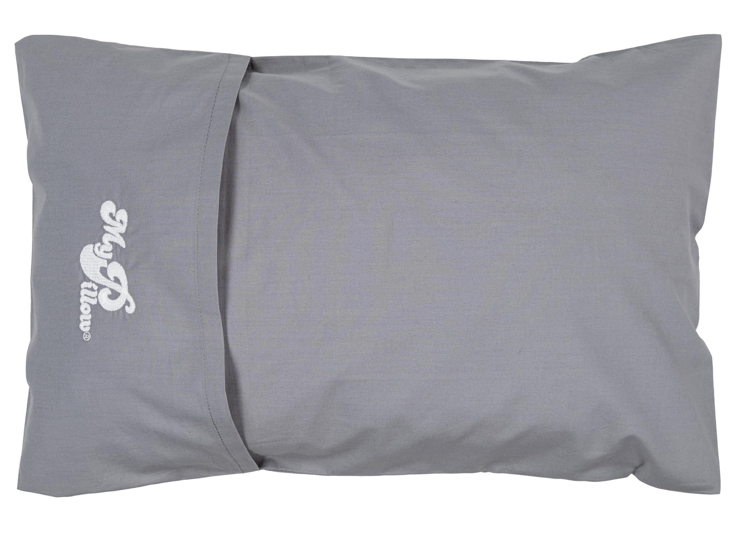 MyPillow Travel Pillow rolled compact in its built-in case.