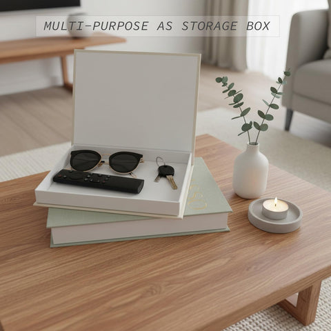 Myrthyn premium-linen-cover adds tactile texture to any shelf.