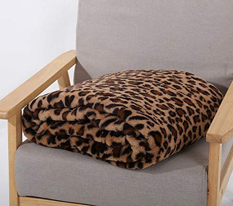 MYRU leopard throw blanket folded on bed highlights double-layer thickness