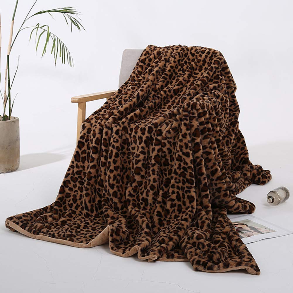 MYRU Velboa leopard blanket front view shows plush texture for cozy lounging