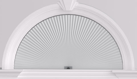 MYshade arch window shade half-circle blackout in white for enhanced privacy.