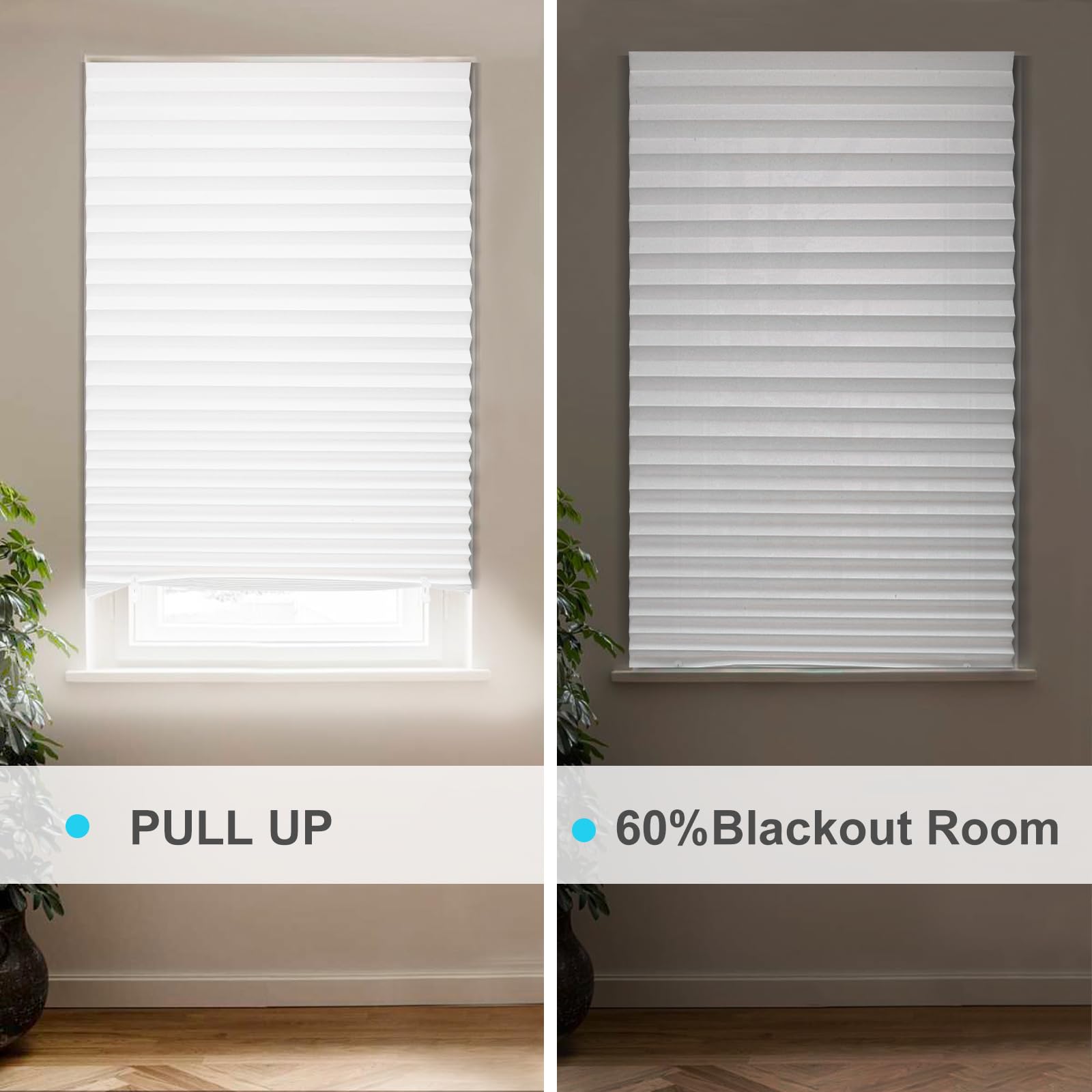 MYshade rectangle-shaped pleated shade on a window