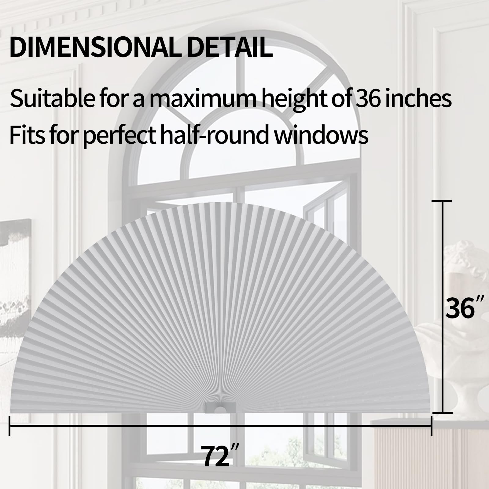 MYshade arch shade can be trimmed for irregular openings.