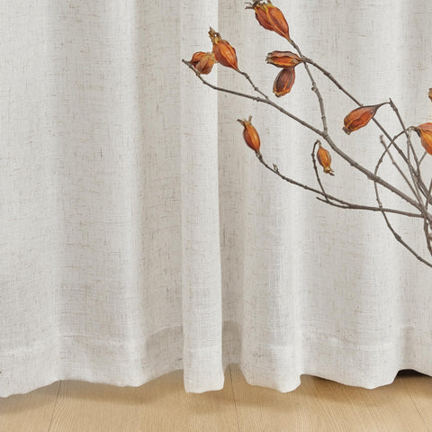 MYSKY HOME 90in linen curtains rod-pocket hanging style for classic look