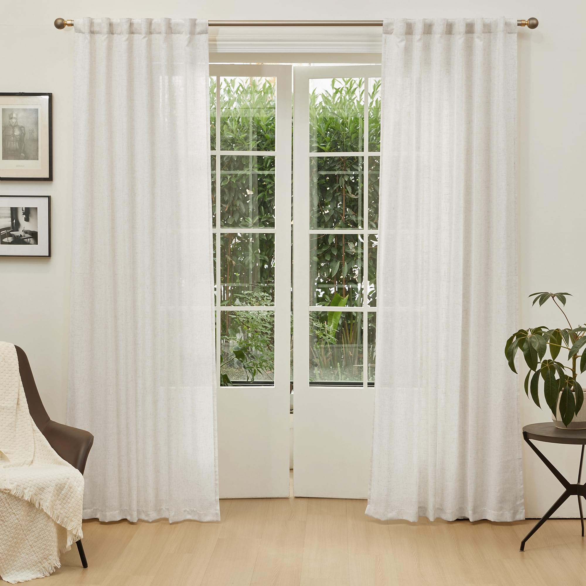 MYSKY HOME 90in linen curtains semi-sheer light filtering for bright yet private spaces