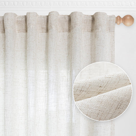 MYSKY HOME 90in linen curtains close-up of textured weave for a luxe living room feel