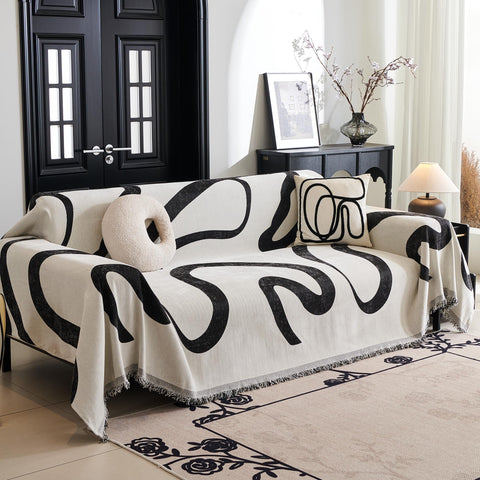 MYSKY HOME Boho couch cover overview showcases warm chenille for cozy living room style.