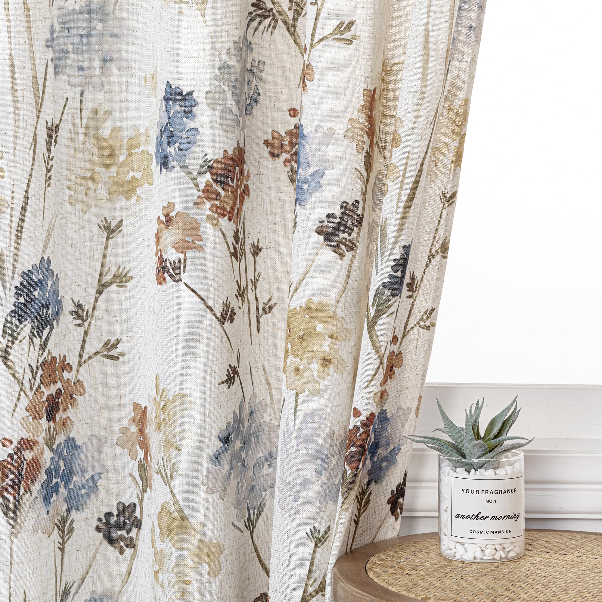 Care instructions for MYSKY HOME floral linen curtains machine washable