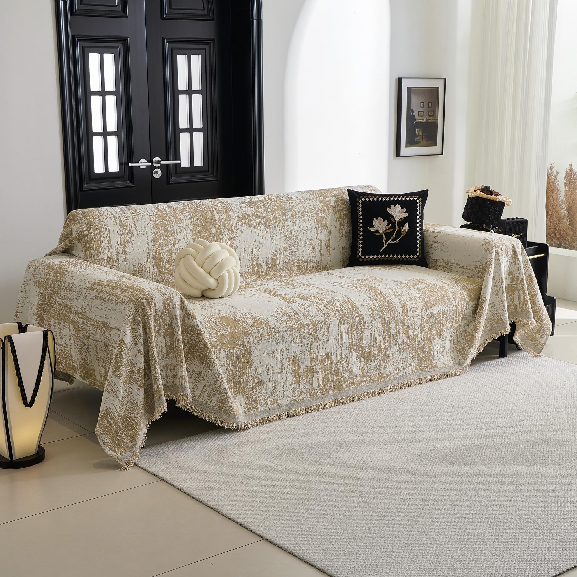 MYSKY HOME chenille protector adds soft touch while guarding furniture.