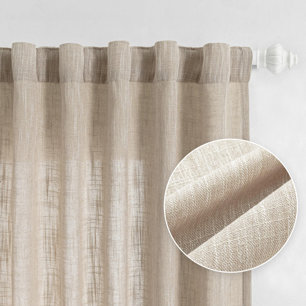 MYSKY HOME cotton-curtains closeup showing soft texture and drape for living spaces