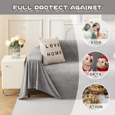 MYSKY HOME 71 x 118 grey slipcover fits standard couches