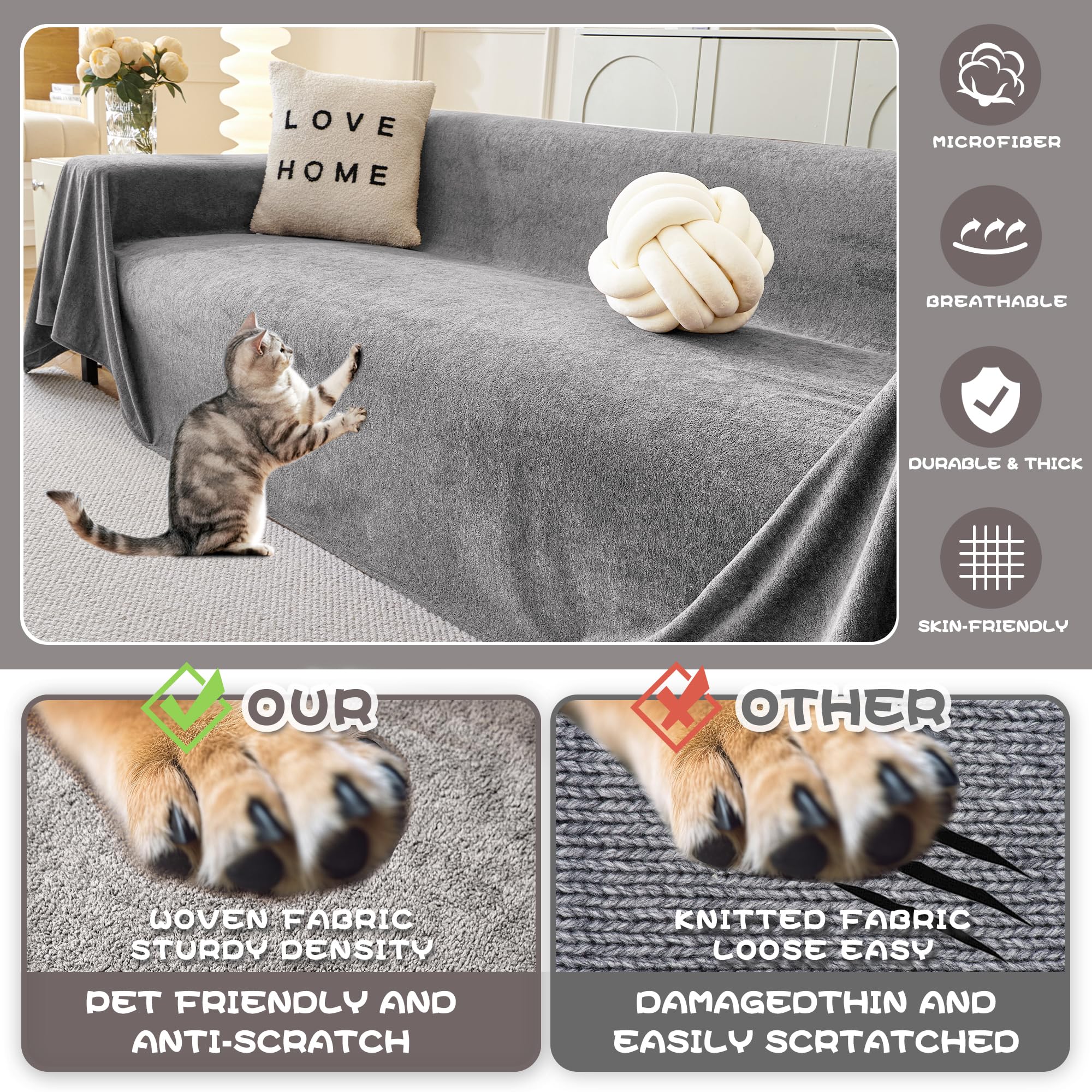 MYSKY HOME one-piece couch cover for quick, hassle-free setup
