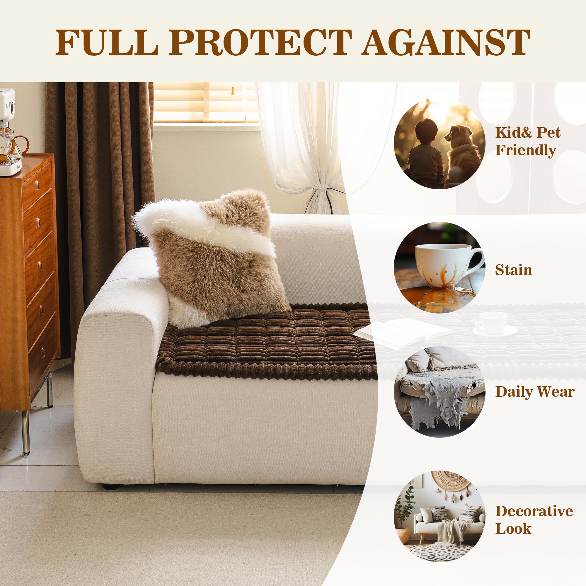 MYSKY HOME machine-washable fabric on chococlate cover cleans easily