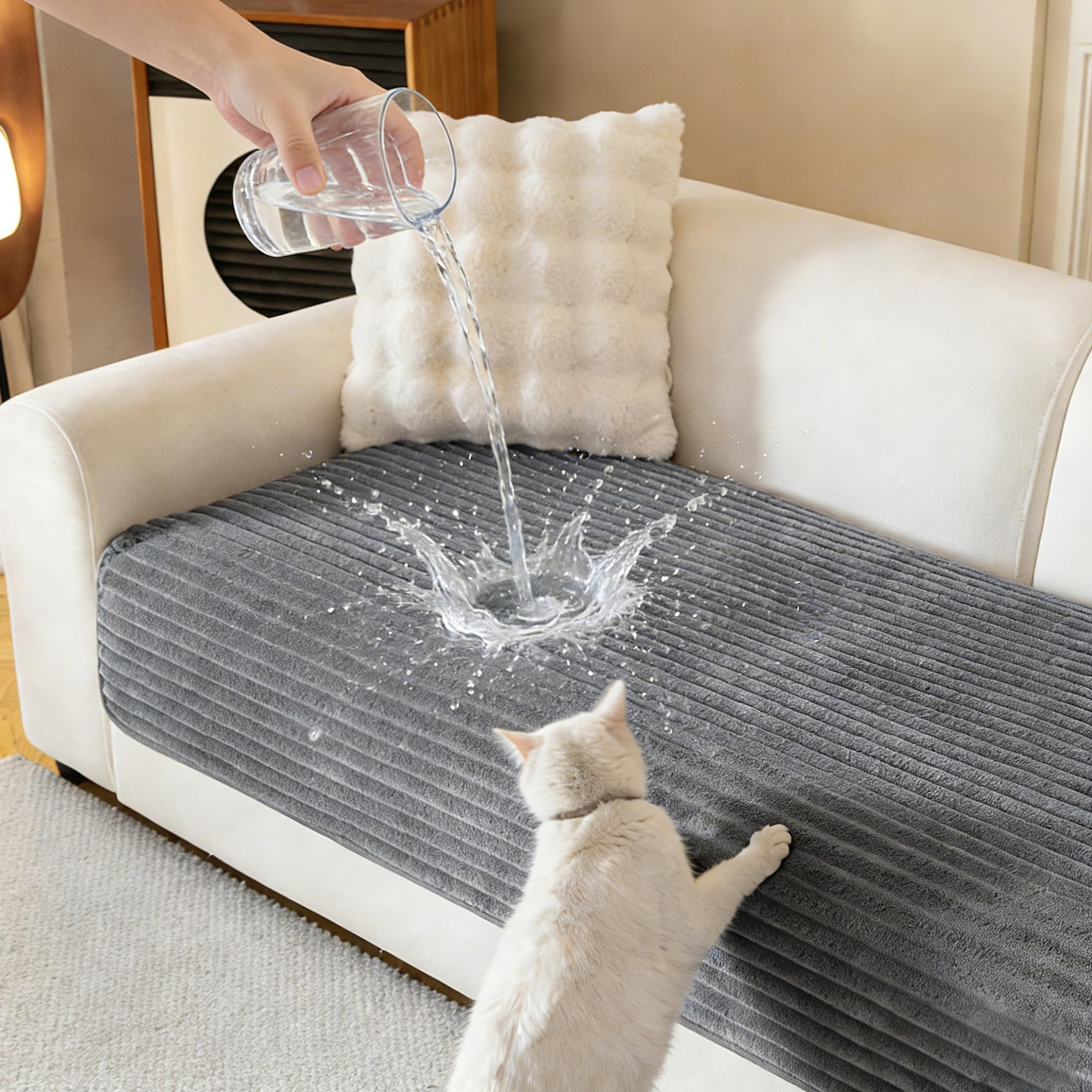 MYSKY HOME couch cover waterproof layer protects furniture from spills.