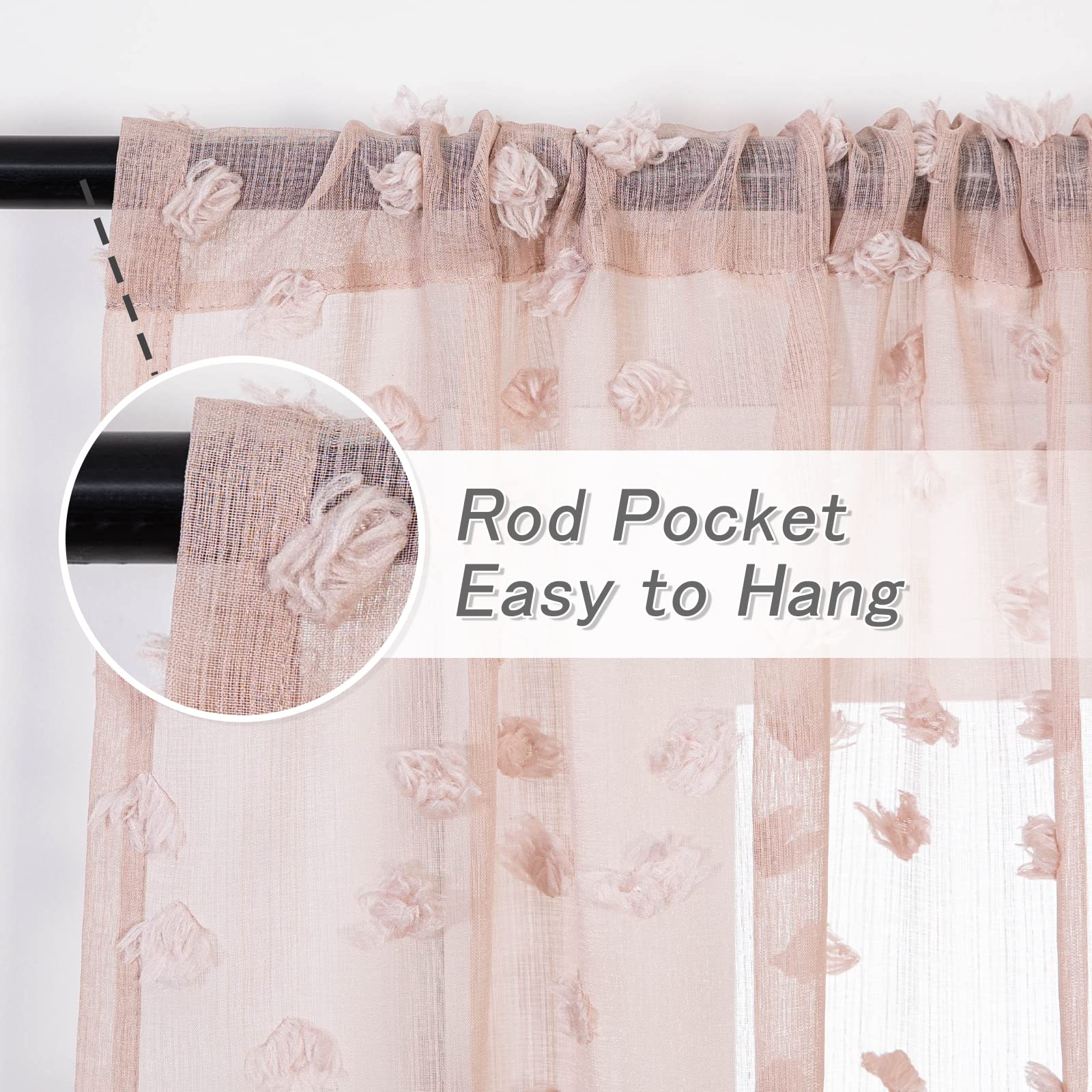 MYSKY HOME Dusty rose curtains provide semi-sheer privacy for bedrooms and nurseries.
