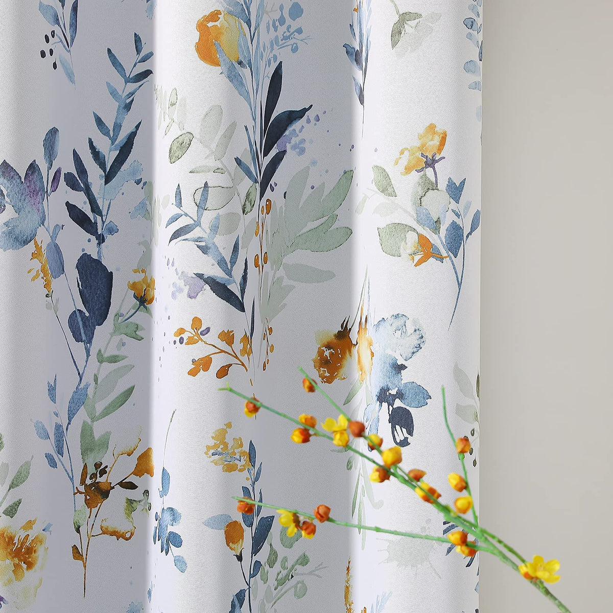 MYSKY HOME floral blackout curtains 63in, side view; block light and add privacy.