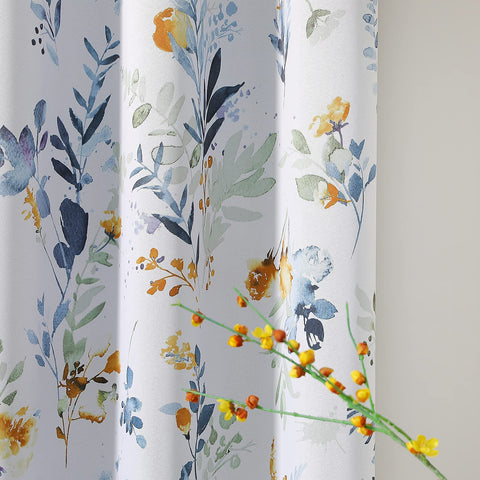 MYSKY HOME floral blackout curtains 63in, side view; block light and add privacy.