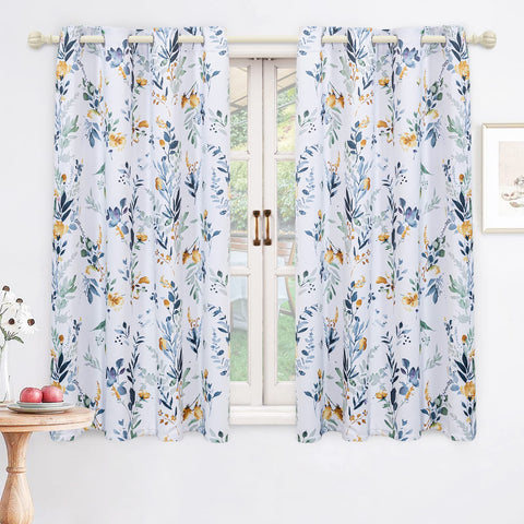 MYSKY HOME floral blackout curtains printed flower leaf pattern enhances room decor.
