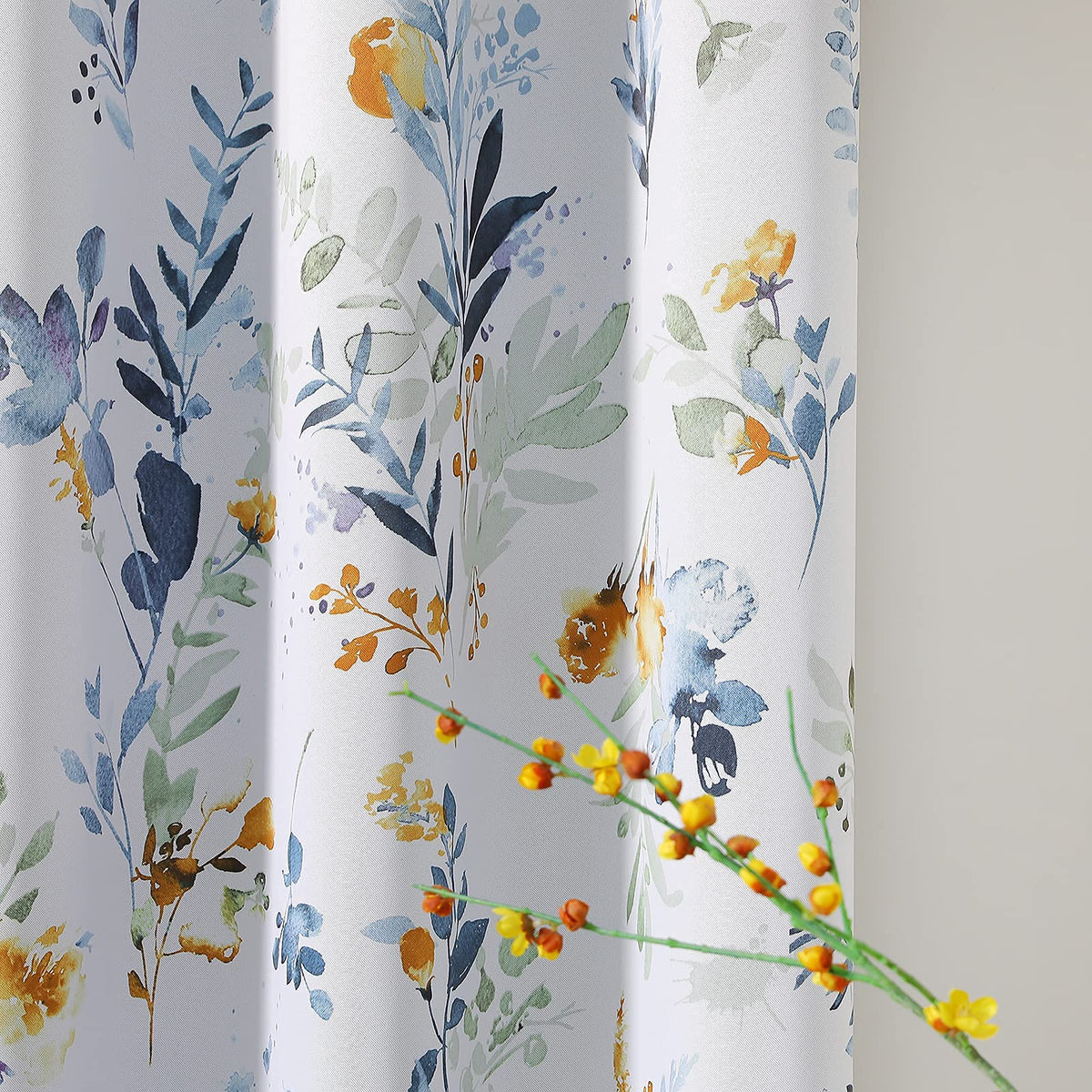 MYSKY HOME floral curtains 84in in living room; enhances privacy and light control.