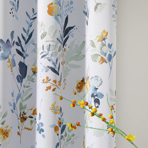 MYSKY HOME floral curtains 84in in living room; enhances privacy and light control.