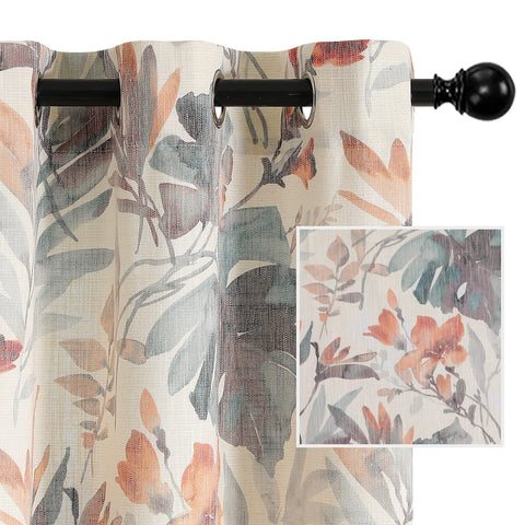 MYSKY HOME floral curtains fabric close-up shows soft cotton blend for premium drape