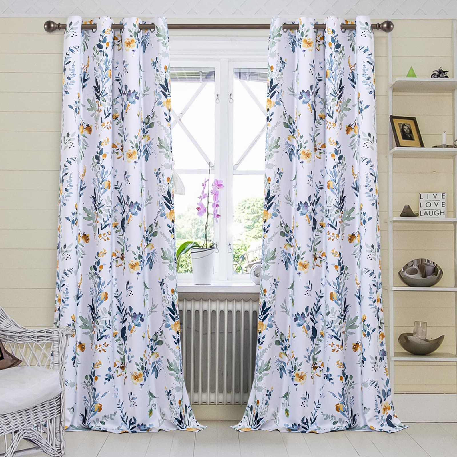 MYSKY HOME floral curtains energy-saving design; blocks sun while preserving view.