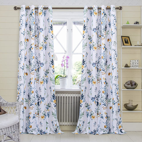 MYSKY HOME floral curtains energy-saving design; blocks sun while preserving view.
