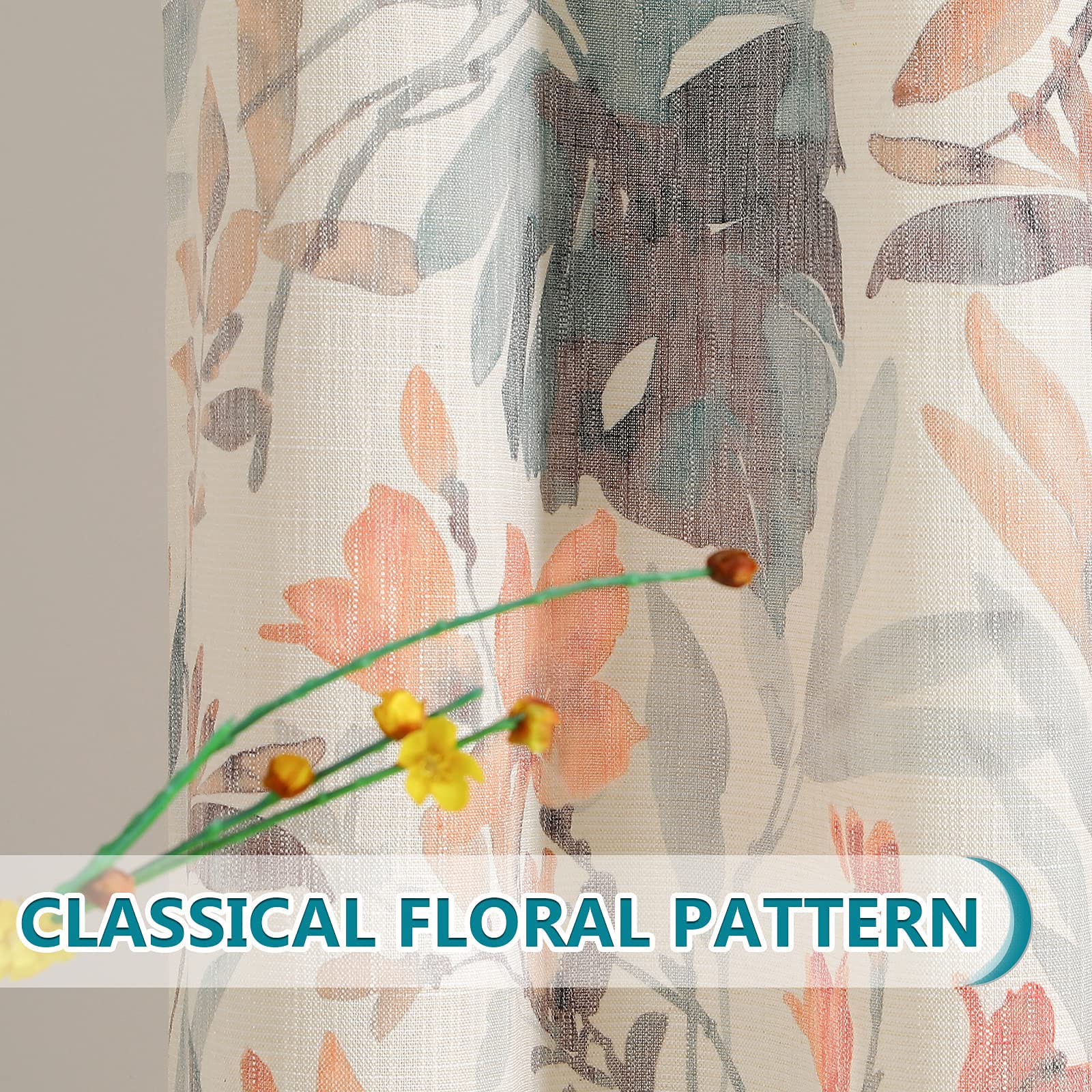 MYSKY HOME floral curtains light-filtering fabric enhances privacy while keeping room airy