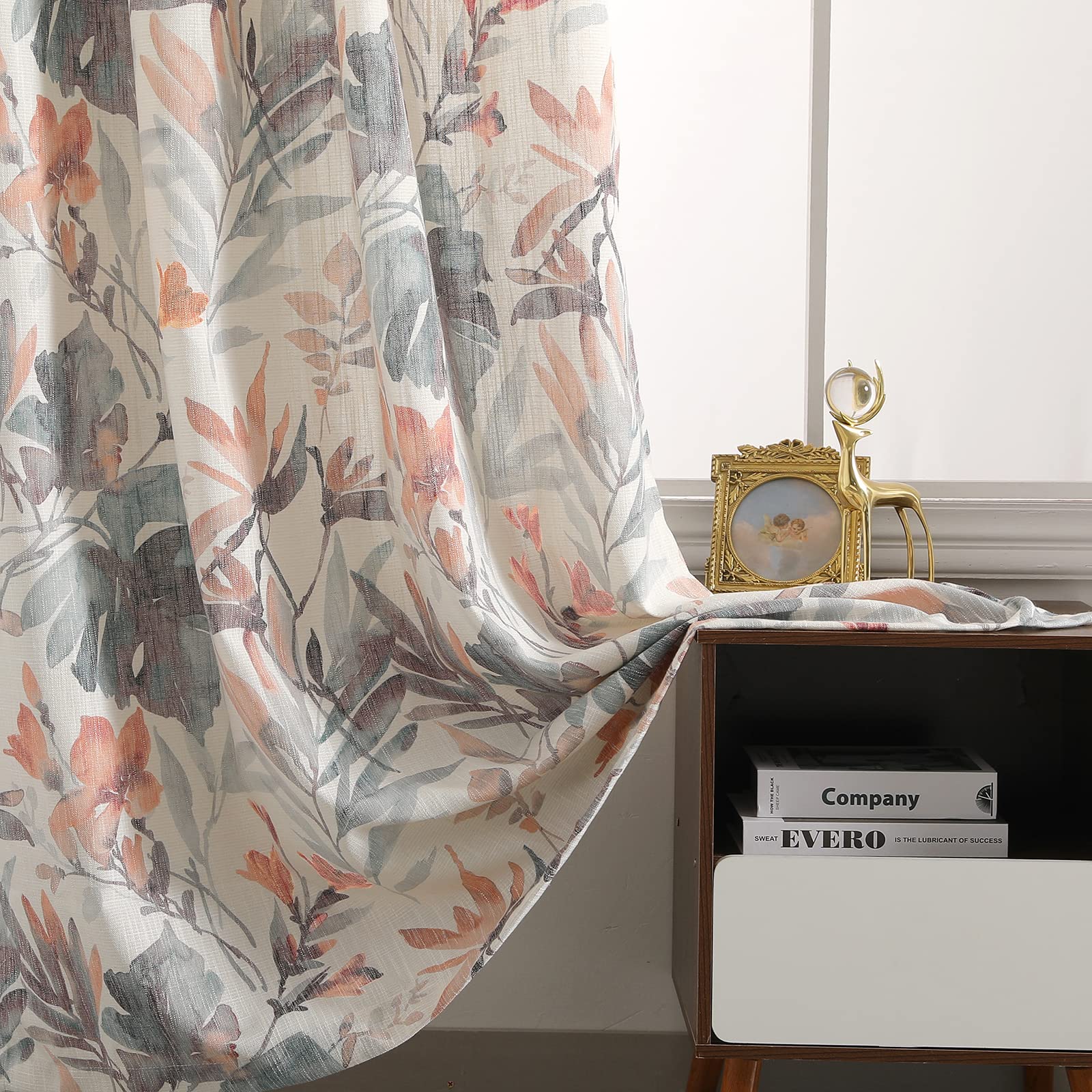 MYSKY HOME floral curtains machine washable for simple care and longevity