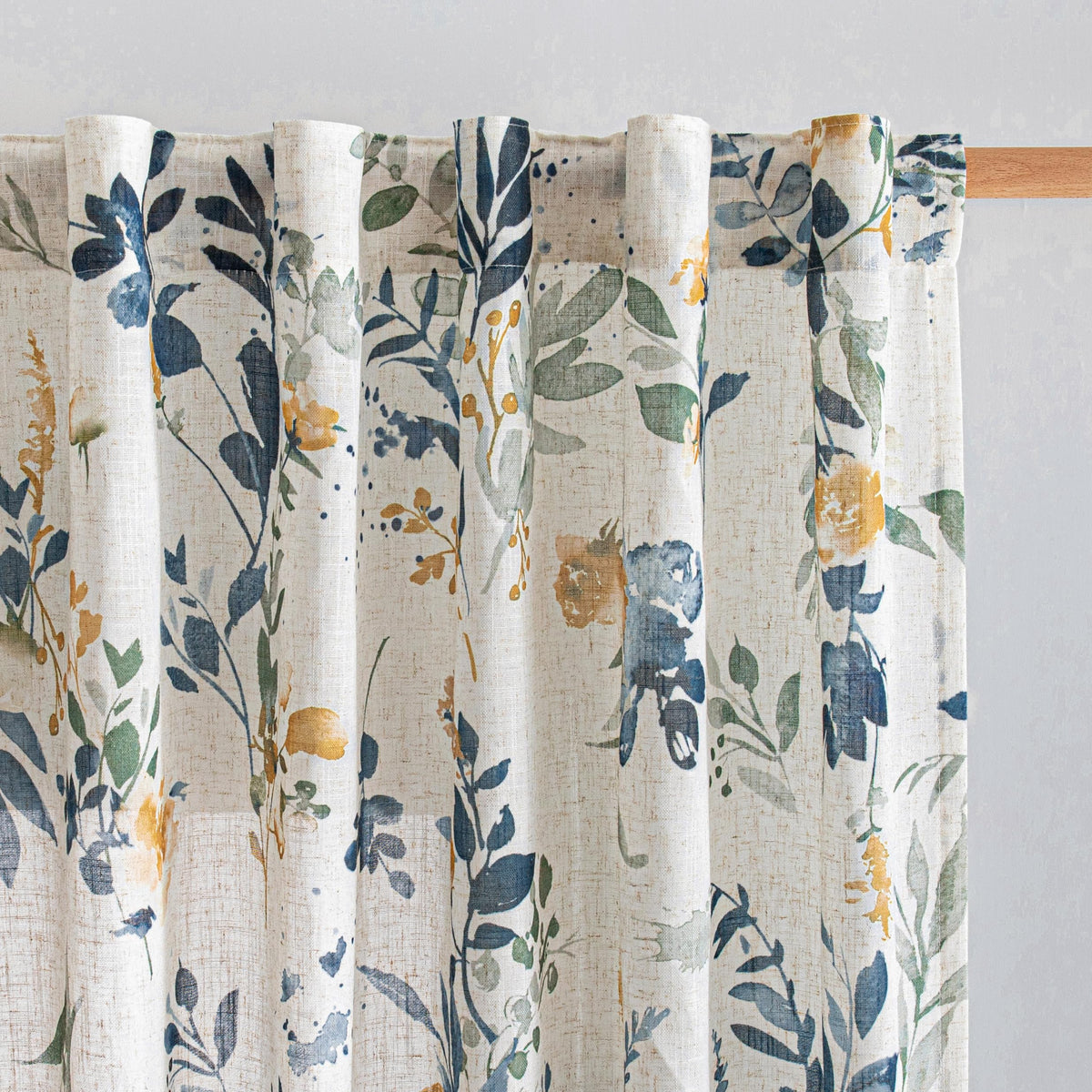 MYSKY HOME floral linen curtains full set of 2 panels provides wide coverage for living rooms.