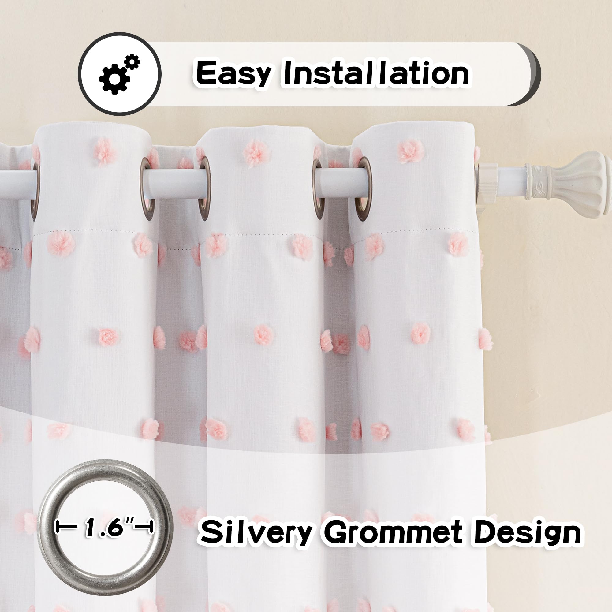 MYSKY HOME grommet installation enables smooth, even curtain movement and simple setup.