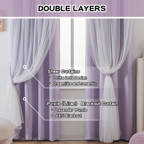 MYSKY HOME Lilac blackout curtains grommet-top with eight rust-resistant rings