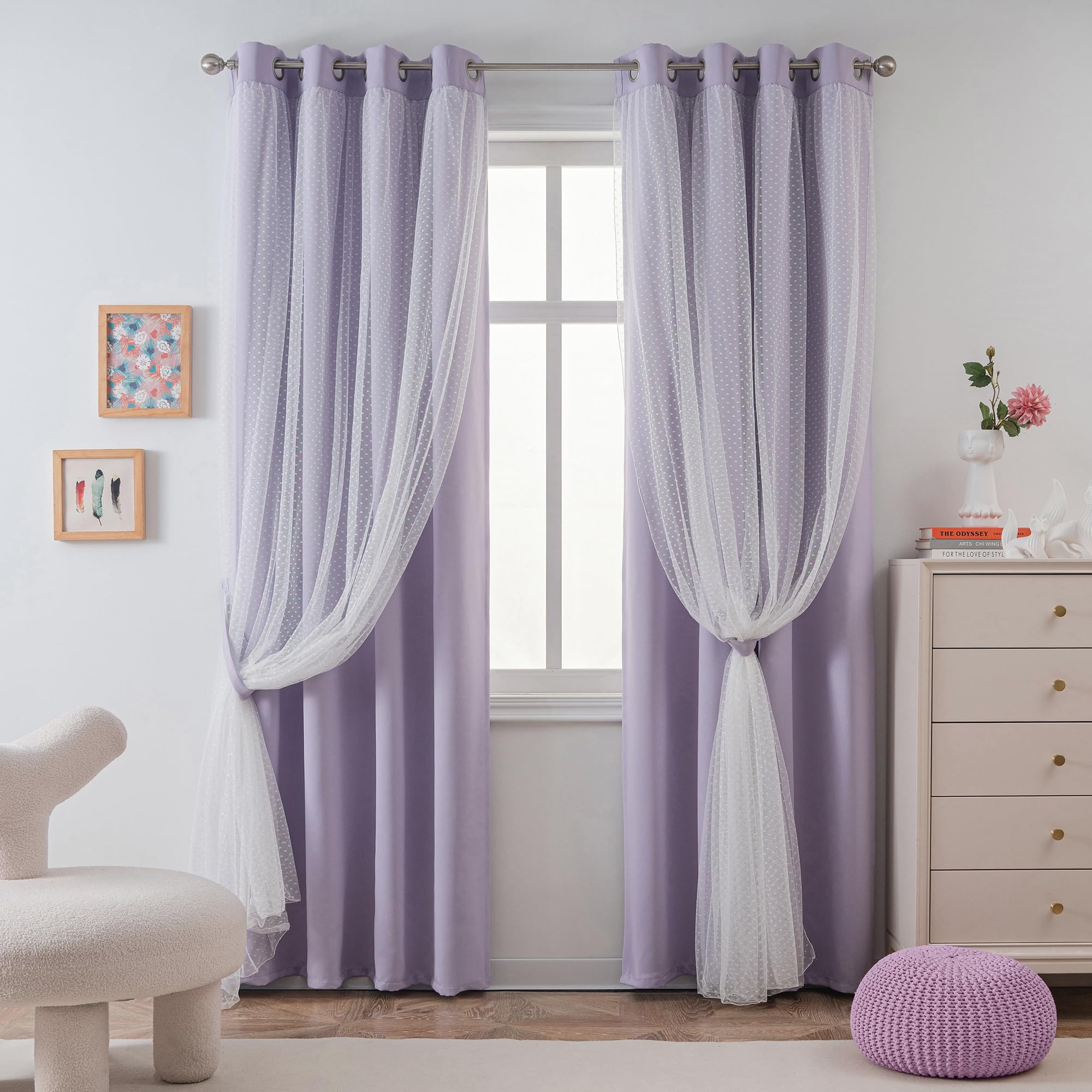 MYSKY HOME Nursery decor with Lilac blackout curtains for a gentle look