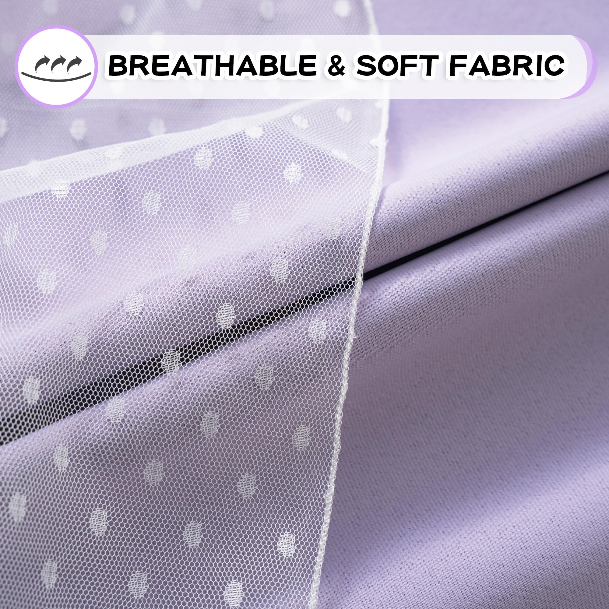 MYSKY HOME Polka dot sheer layer on the front of Lilac blackout curtains