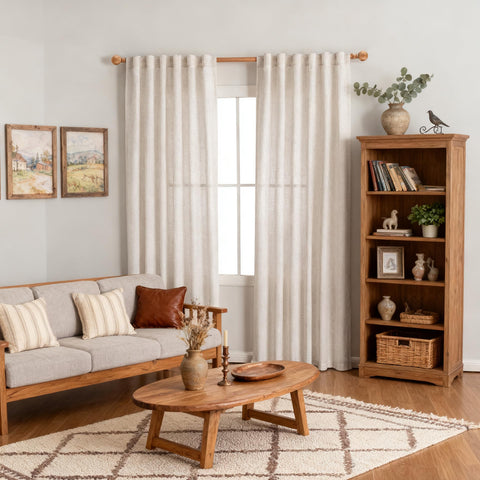 MYSKY HOME linen curtains natural color back-tab detail suited for versatile hanging