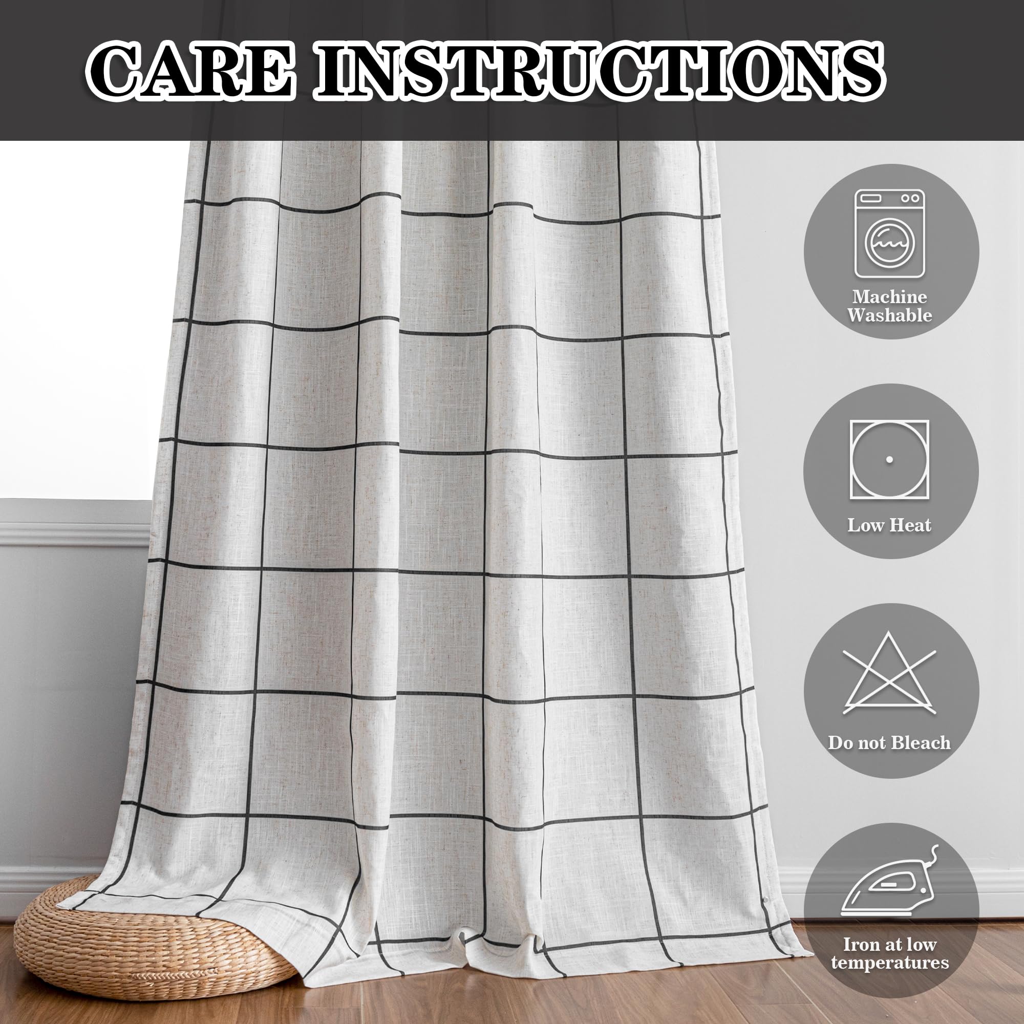 MYSKY HOME easy-care curtains shown for machine washing simplicity.