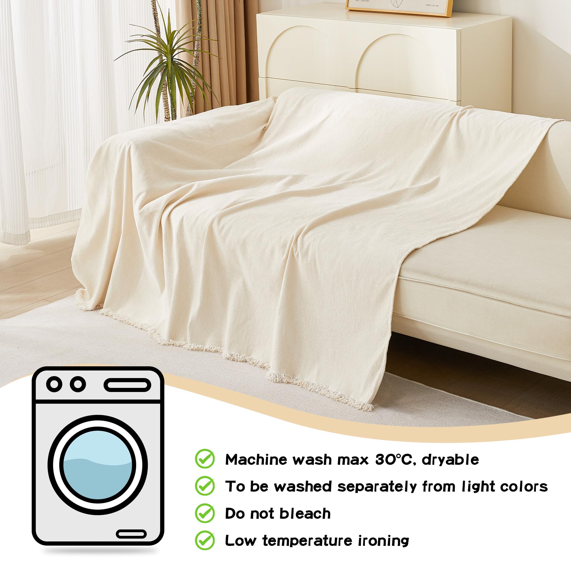 MYSKY HOME beige slipcover complements living room decor.