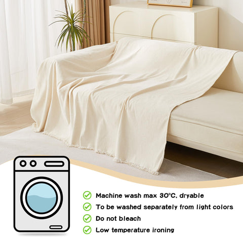 MYSKY HOME beige slipcover complements living room decor.