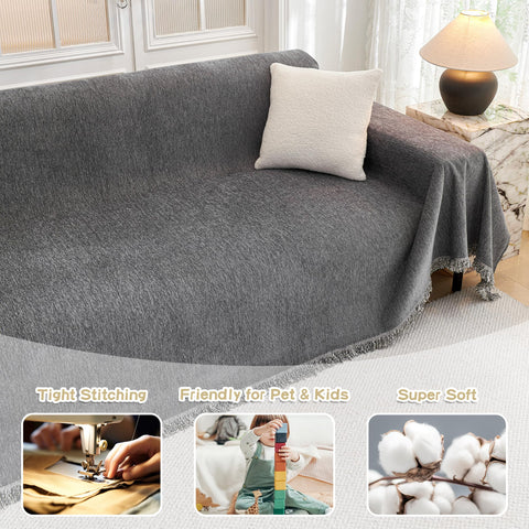 MYSKY HOME non-slip couch cover stays in place for busy households and kids.