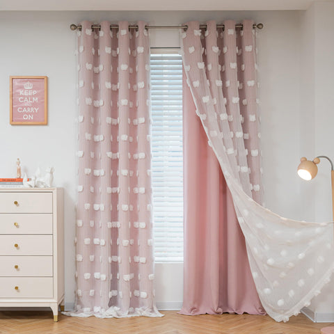 MYSKY HOME pink curtains for girls' room with soft light filtration