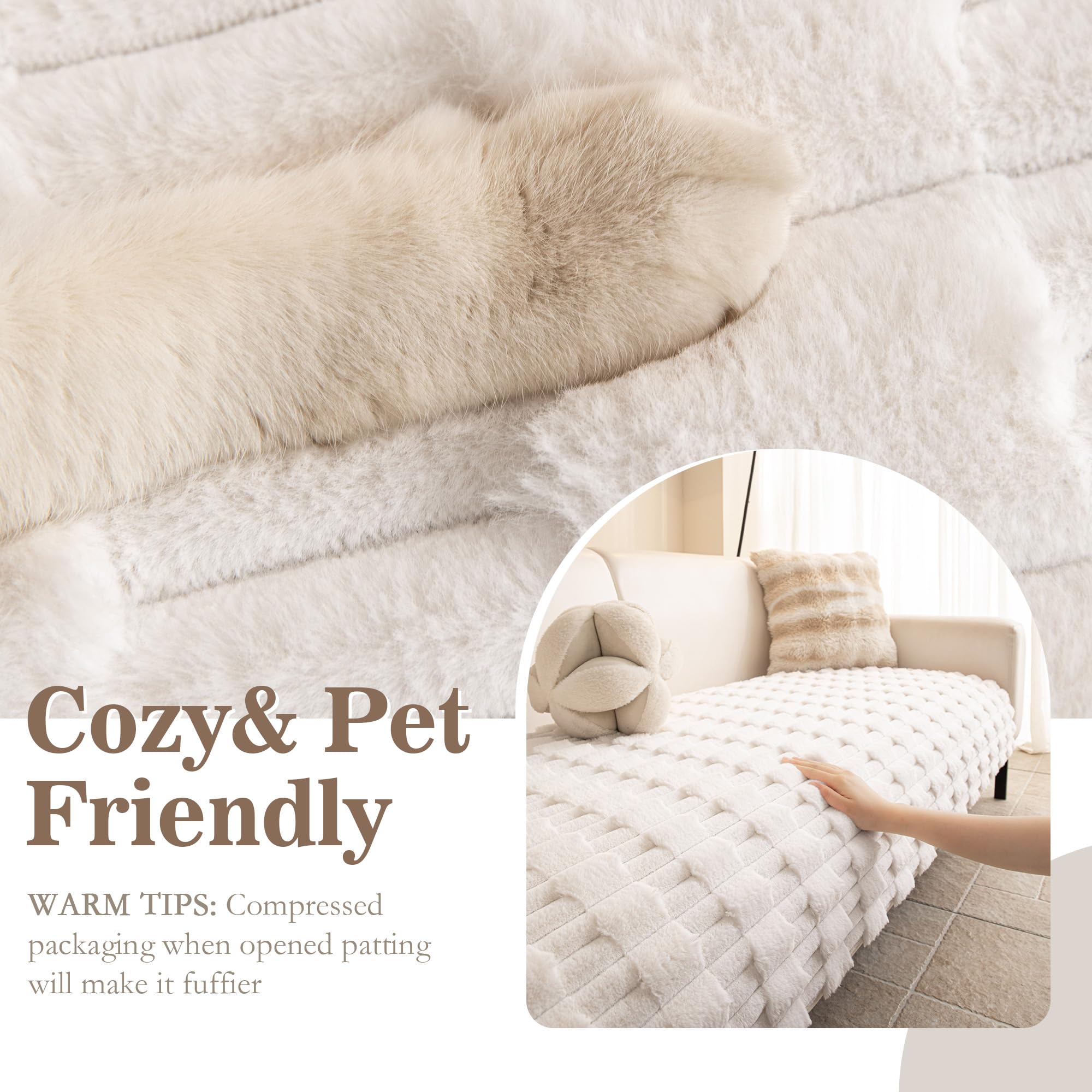 MYSKY HOME plush couch cover with anti-slip bottom keeps furniture in place