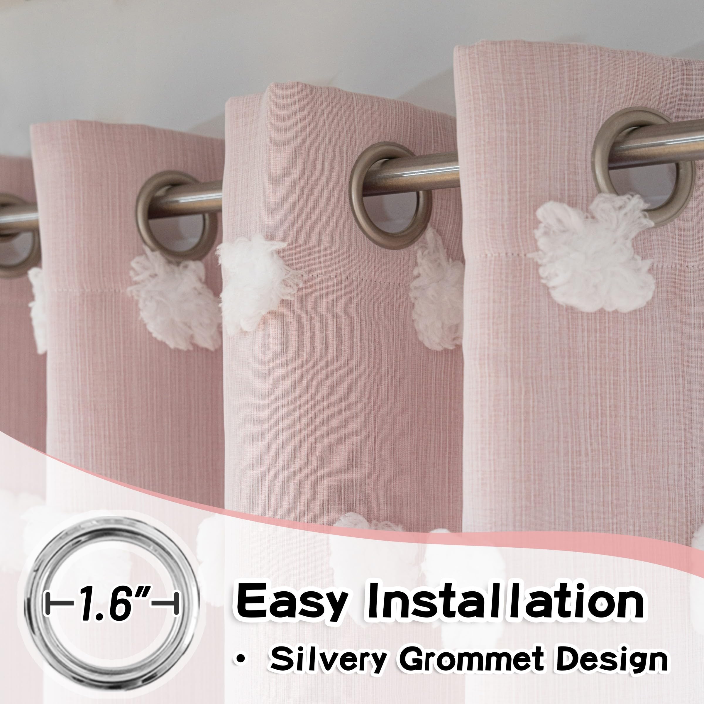 MYSKY HOME pom pom sheer overlay adds playful texture and airy ambience
