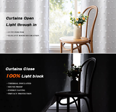 MYSKY HOME pom pom sheer panel adds playful elegance to windows.
