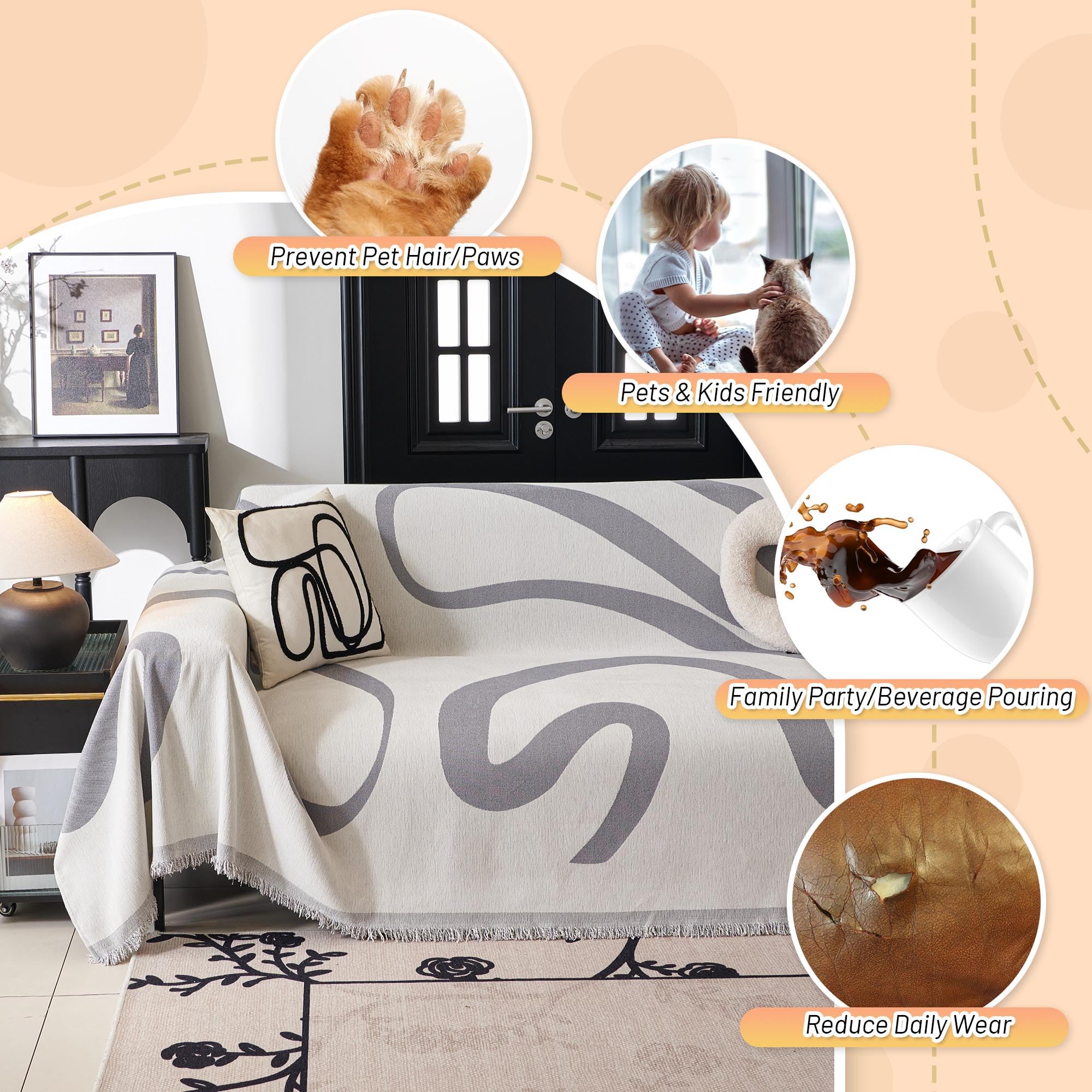 MYSKY HOME sectional sofa arrangement demonstrates versatile sizing and coverage.