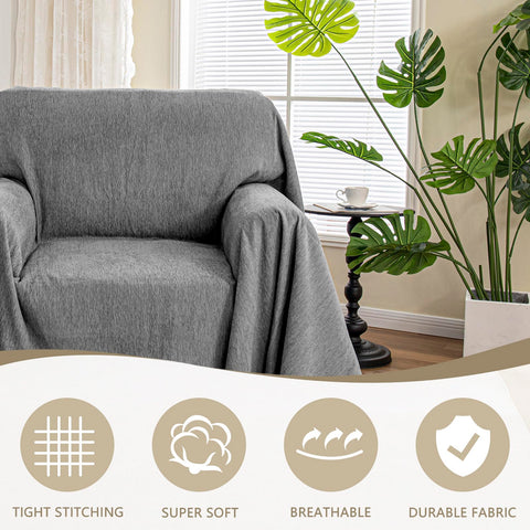 MYSKY HOME sofa cover with tassels adds subtle elegance.