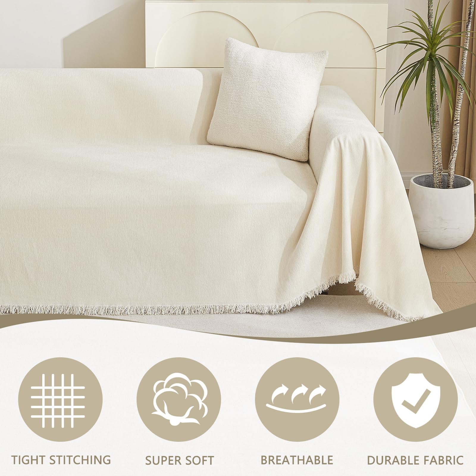 MYSKY HOME thick chenille sofa cover showcases plush texture and protection