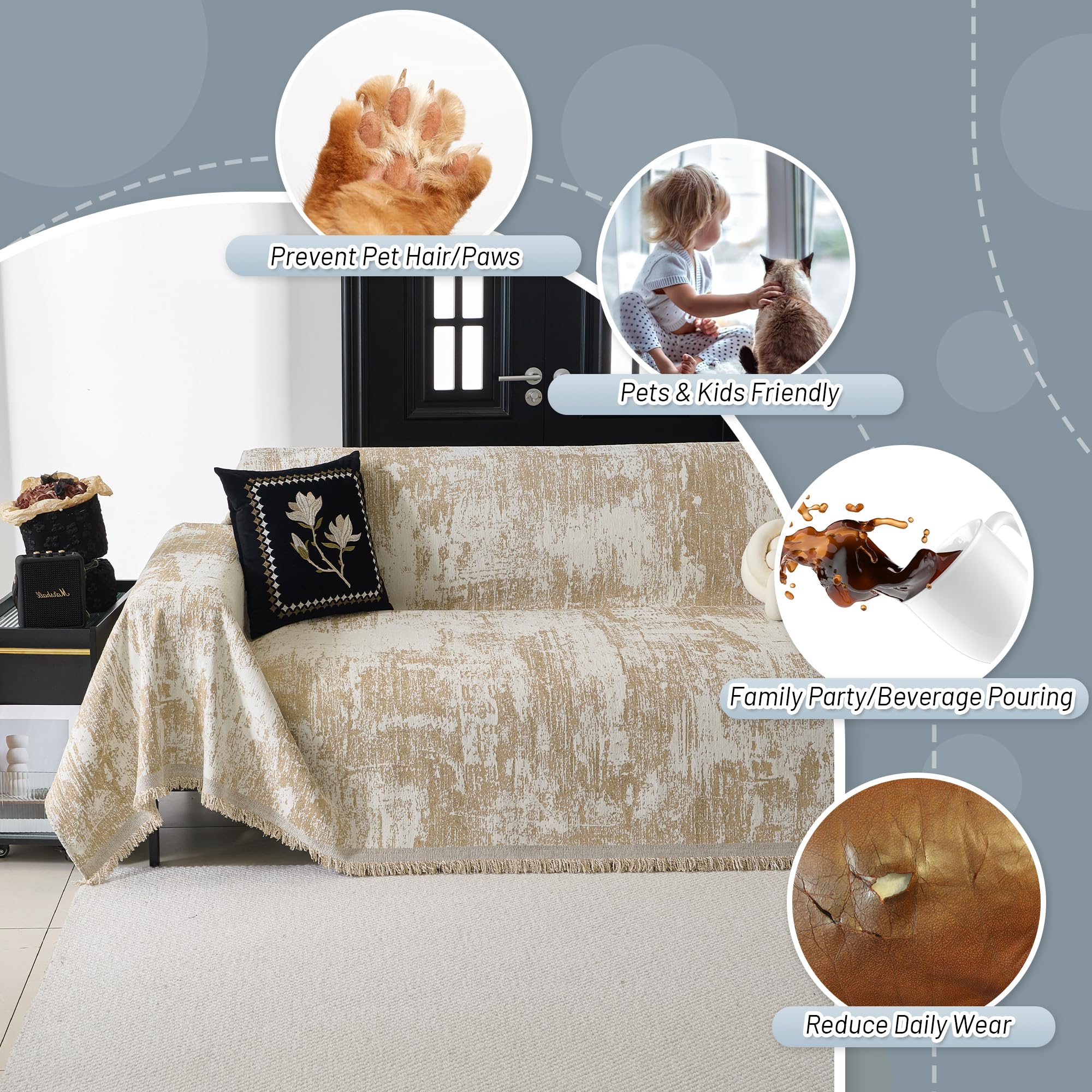 MYSKY HOME washable couch cover offers durable, easy-care protection.