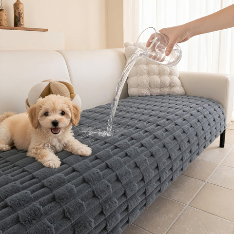 MYSKY HOME waterproof couch cover with plush top protects against spills.