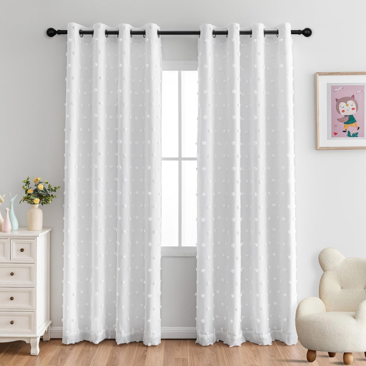MYSKY HOME white blackout curtains for living room with full light blocking