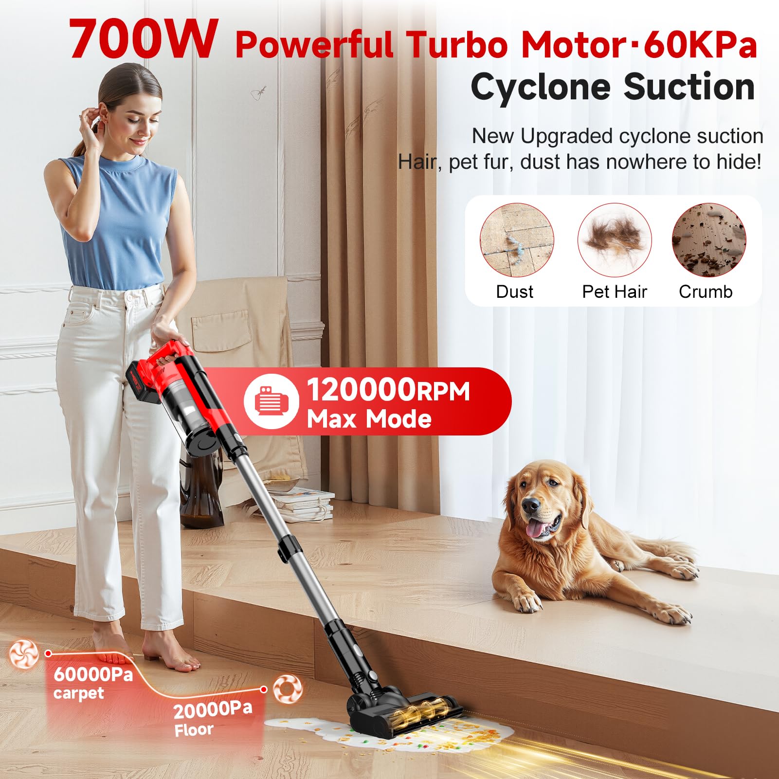 Myteaworld battery pack image emphasizes dual 4000mAh power for longer cleaning.